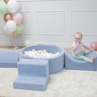 KiddyMoon Parcours Motricité En Mousse Avec Balles Enfants Favorise Créativité, ciemnoszary: pastelowy beż-biały-perła