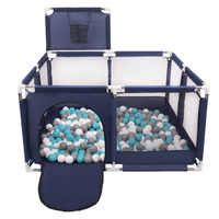 parc bébé avec balles plastiques aire de jeu pliable basket, Bleu:gris/blanc/turquoise, 400 balles