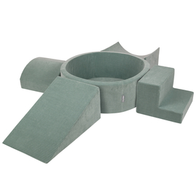 KiddyMoon Parcours Motricité En Mousse Avec Balles Enfants Favorise Créativité, Vert : vert clair/vert/jaune/rose poudré/rose, Piscine (300 Balles) + Version 5