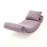KiddyMoon Planche D'équilibre en Bois Enfant Avec Matelas et Oreiller Balance Board, naturel/violet,