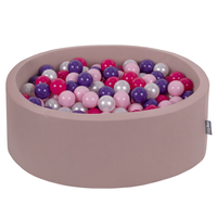 KiddyMoon Piscine À Balles ∅ 7Cm pour Bébé Rond Fabriqué en UE, Béruée: rose poudre/perle/violet/rose foncé, 90x30cm/200 Balles