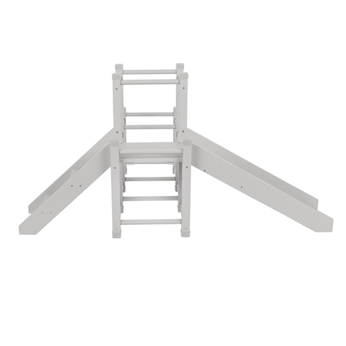 KiddyMoon aire de jeux en bois avec toboggan pour enfants, gris, UNI