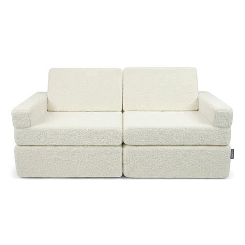 KiddyMoon Canapé Enfant en Mousse et Housse Teddy, Modulaire et Pliable, pour Jouer, Lire et se Détendre, crème, Canapés