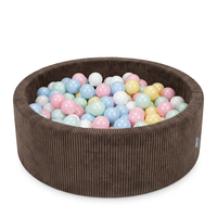KiddyMoon Piscine Bébé, Piscine À Balles Pour Bébé Et Enfant, Piscine Enfant En Mousse Douce, Housse Côtelée Lavable, Marron: Bleu past/Jaune past/Blanc/Menthe/Rose pdr, 90x30cm/200 Balles