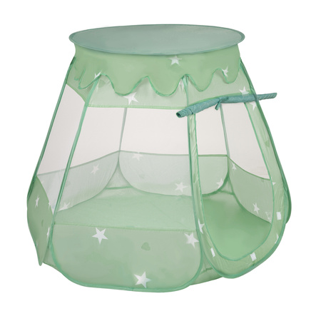 Tente Château Pour Enfants Tente de Jeu Avec Balles Colorées Jouet Cabane Pop-up Château Facile À Monter Maison de Jeu Pour Intérieur et Extérieur, menthe:blanc/gris/menthe/rose poudré, 105x90cm/100 balles