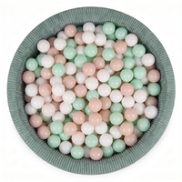 KiddyMoon Piscine Bébé 90 x 30 cm avec balles, piscine à balles pour bébé et enfant, piscine enfant en mousse douce, housse côtelée lavable, Vert: Beige pastel/Blanc/Menthe, 90x30cm/200 Balles