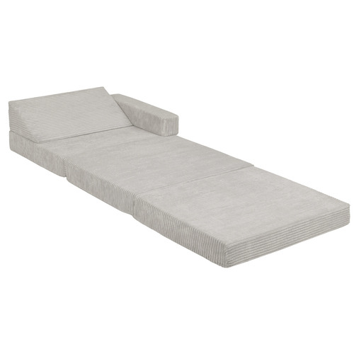 KiddyMoon Fauteuil Enfant Convertible en Mousse, Fauteuil pour Enfants Chaise pour Chambre d'Enfants Matelas Pliable Matelas Fauteuil Relax Fauteuil Douillet, gris clair, Fauteuil