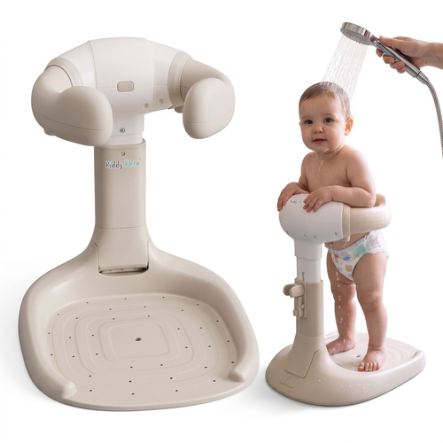 KiddyMoon Support de Bain pour Bébé Hauteur Réglables Antidérapante, beige, UNI