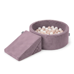KiddyMoon Aire de jeu ANAFI en polyester avec module de motricité, Violet : beige pastel/blanc/perle, basen 100/klin F