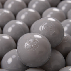 KiddyMoon Balles pour Piscine Colorées ∅6cm Plastique Enfant Bébé Fabriqué en EU, gris, 100 Balles/6cm