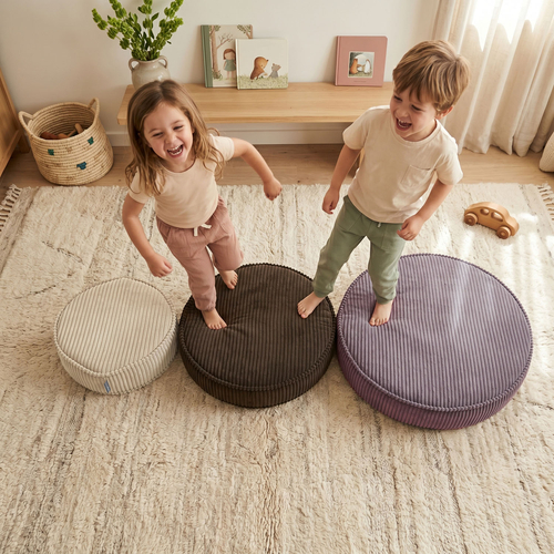 KiddyMoon Ensemble 3 Modules en Mousse pour Enfants pour Chambre D'enfant, beżowy-brązowy-fioletowy
