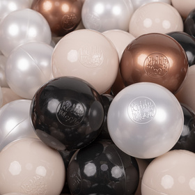 KiddyMoon Balles Colorées Plastique ∅7cm pour Piscine Enfant Bébé Fabriqué en EU, beige pastel/cuivre/noir/perle, 50 Balles/7cm
