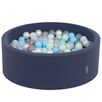 KiddyMoon Piscine à Balles ∅ 7Cm pour Bébé Rond Fabriqué En UE, bleu foncé:perle/gris/transparent/babyblue/menthe, 90x30cm/200 balles