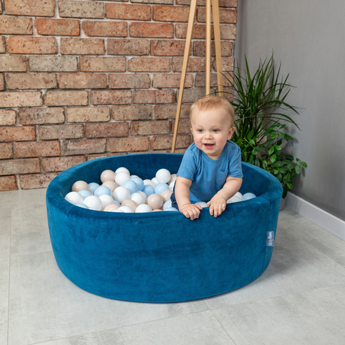 KiddyMoon Balles Colorées Plastique ∅7cm pour Piscine Enfant Bébé Fabriqué en EU, beige pastel/blanc/perle, 50 Balles/7cm