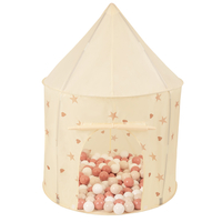 Tente de Jeu Pour Enfants Château Maison de Jeu En Forme De Pavillon De Jeu Avec Balles Pliable Tente Pop-Up Enfant Motifs D'Étoiles Et De Cœurs, beige clair: beige pastel/saumon/blanc, 200 balles