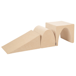 KiddyMoon aire de jeux velours mousse pente L/colline/tunnel, beige sableux, Multi-Taille
