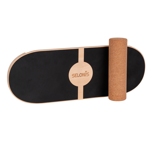 Balance Board de Bois pour Adultes et Enfants Coordination Planche D'équilibre Physiothérapie Skateboard Thérapeutique Sport Fitness Crossfit Yoga - Disponibles avec Tapis ou sans Tapis, naturel, 80x30cm