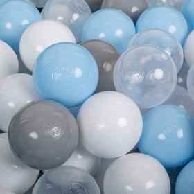 KiddyMoon Balles Colorées Plastique ∅7cm pour Piscine Enfant Bébé Fabriqué en EU, gris/blanc/transparent/babyblue, 700 Balles/7cm