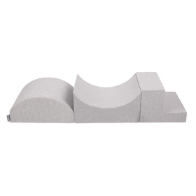 KiddyMoon Aire De Jeux en Mousse avec Rond Piscine à Balles pour Enfants, gris clair: perle/gris/transparent/rose poudré, Piscine (200 Balles) + Version 6