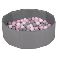 piscine à balles multicolores piscine pliable pour les enfant, gris: blanc/gris/rose poudré, 200 balles