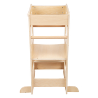 KiddyMoon Tour D'Apprentissage/D'Observation Montessori pour Enfant en Bois 3 Hauteurs Réglables Pieds Anti-Bascule, Naturel, 91,5x39,3x49,4