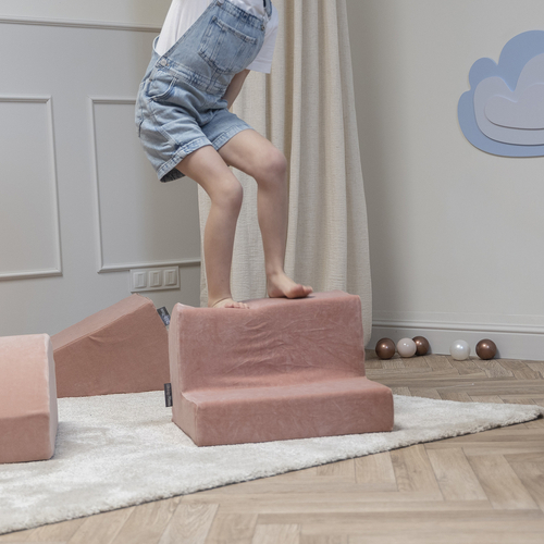 KiddyMoon Aire De Jeux En Mousse Modulable Pour Enfants Avec Housses Amovibles Résistantes Et Matériaux Doux Favorisant Imagination Et Créativité, rose des sables, Multi-Taille
