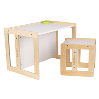 KiddyMoon Table Et Chaise pour Enfants Petit Bureau TC-002, natural/blanc, Table: 61x44x44 cm/Chaise: 30x30x30 cm