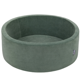 KiddyMoon Velours Piscine à Balles ∅7Cm pour Bébé Rond Fabriqué en EU, vert forêt, 90x30/SANSballes