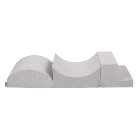KiddyMoon Aire De Jeux en Mousse avec Rond Piscine à Balles pour Enfants, gris clair: perle/gris/transparent/rose poudré, Piscine (200 Balles) + Version 6