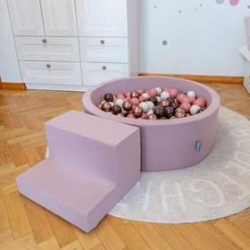 KiddyMoon Aire De Jeux en Mousse avec Rond Piscine à Balles pour Enfants, bruyère: brun/cuivre/beige pastel/saumon, Piscine (300 Balles) + Version 1