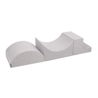KiddyMoon Aire De Jeux en Mousse avec Carré Piscine À Balles pour Enfants, gris clair: gris/blanc/turquoise, Piscine (300 Balles) + Version 6