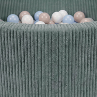 KiddyMoon Piscine Bébé, Piscine À Balles Pour Bébé Et Enfant, Piscine Enfant En Mousse Douce, Housse Côtelée Lavable, Vert: Beige pastel/Bleu pastel/Blanc/Perle, 90x30cm/200 Balles