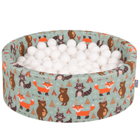 KiddyMoon Piscine à Balles ∅ 7Cm pour Bébé Rond Fabriqué En UE, renard-vert: blanc, 90x30cm/200 balles