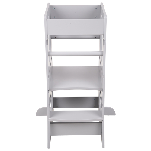 KiddyMoon Tour D'Apprentissage/D'Observation Montessori pour Enfant en Bois 3 Hauteurs Réglables Pieds Anti-Bascule, Gris, 91,5x39,3x49,4