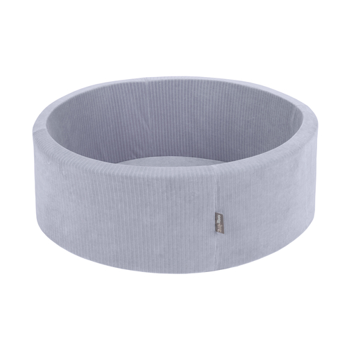 KiddyMoon Piscine À Balles pour Enfants Mousse Côtelé Pour Motricité Bébé, Gris foncé : gris/blanc/babyblue, 90x30cm/200 balles