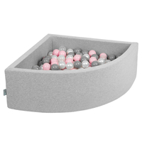 KiddyMoon Piscine à Balles ∅ 7Cm pour Bébé Quart Angulaire Fabriqué En UE, gris clair: perle/gris/transparent/rose poudré, 90x30cm/300 balles