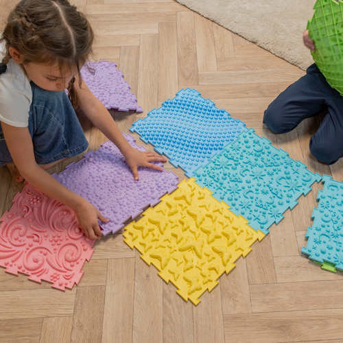 KiddyMoon Tapis Puzzle Sensoriel pour Enfants Tapis Thérapeutique, multicolore, 9 Pieces