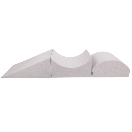 KiddyMoon Aire De Jeux en Mousse avec Rond Piscine à Balles pour Enfants, gris clair: blanc/gris/menthe, Piscine (300 Balles) + Version 4