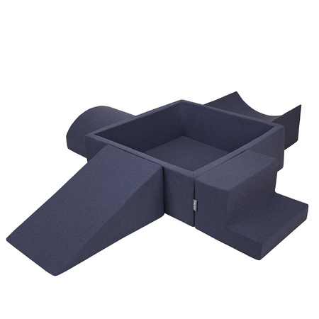 KiddyMoon Aire De Jeux en Mousse avec Carré Piscine À Balles pour Enfants, bleu foncé:perle/gris/transparent/babyblue/menthe, Piscine (300 Balles) + Version 5