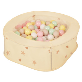 NK-200X piscine aire de jeux pliable avec balles, beige clair: beige pastel/jaune pastel/blanc/menthe/rose poudré, 100 Balles