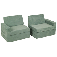 KiddyMoon Canapés Pliant pour Enfants Canapé-Lit Convertible Bébés-Canapé Lit Coucher Salle de Jeux Pliable Matelas au Sol Mini-Canapé Chaise-Lit, vert, 140x55x30 cm