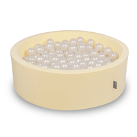 KiddyMoon Piscine À Balles ∅ 7Cm pour Bébé Rond Fabriqué en UE, beurré: perle, 90x30cm/300 Balles