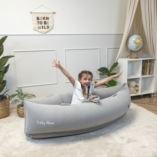 KiddyMoon Gonflable Fauteuil Sensoriel Enfant Avec Poignées Et Pompe, gris, L