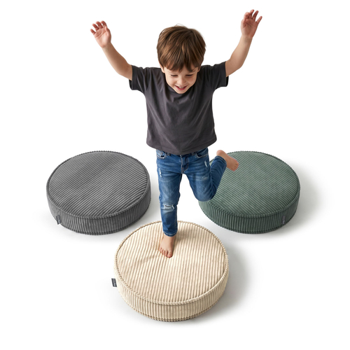 KiddyMoon Ensemble 3 Modules en Mousse pour Enfants pour Chambre D'enfant, vert-beige-gris foncé, Mx3