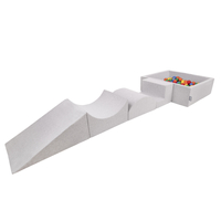 KiddyMoon Aire De Jeux en Mousse avec Carré Piscine À Balles pour Enfants, gris clair: jaune/vert/bleu/rouge/orange, Piscine (200 Balles) + Version 5