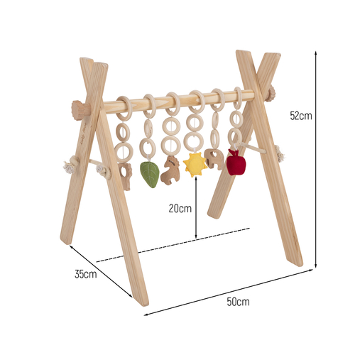 Jouet d'Activité avec 3 Pendentifs Portique d'Éveil Arche de Jeux Baby Gym, naturel, Taille unique