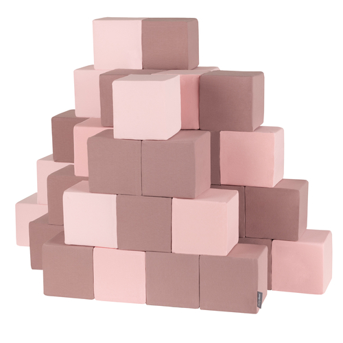 KiddyMoon Blocs Souples Jouets pour Bébé Mousse Squeeze Jouer Jouet Éducatif, cubes: bruyère-rose, 48 Pieces