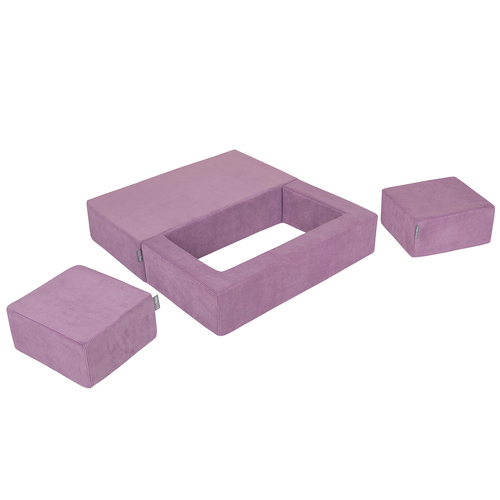KiddyMoon Canapé en Mousse pour Enfants avec Deux Poufs Pour chambre d'enfant Léger Confortable Polyvalent Housse Amovible Design Moderne Parfait pour Jouer, violet, Canapé/Pouf
