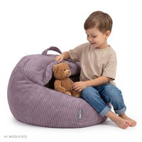 KiddyMoon pouf enfant rangement jouets zippé fonction assise polyester, violet, sac