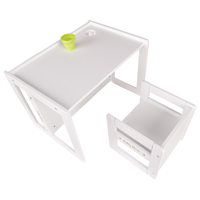 KiddyMoon Table Et Chaise pour Enfants Petit Bureau TC-002, blanc, Table: 61x44x44 cm/Chaise: 30x30x30 cm